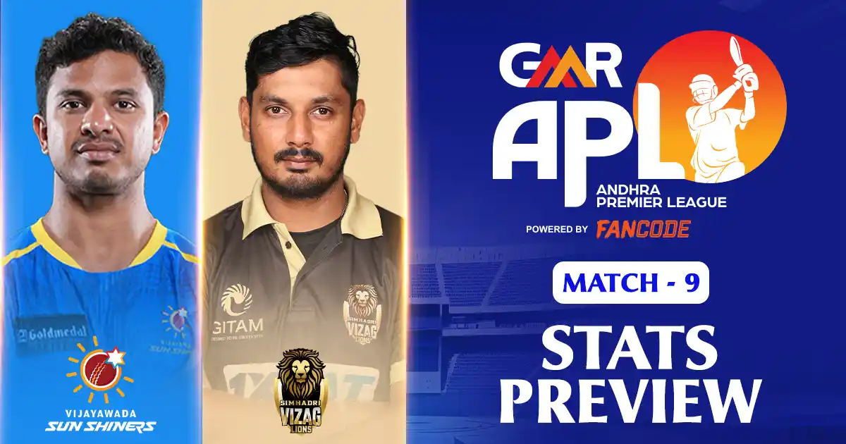 GMR APL 2025: Vijayawada Sun Shiners vs Simhadri Vizag Lions, Match 9: Stats Preview